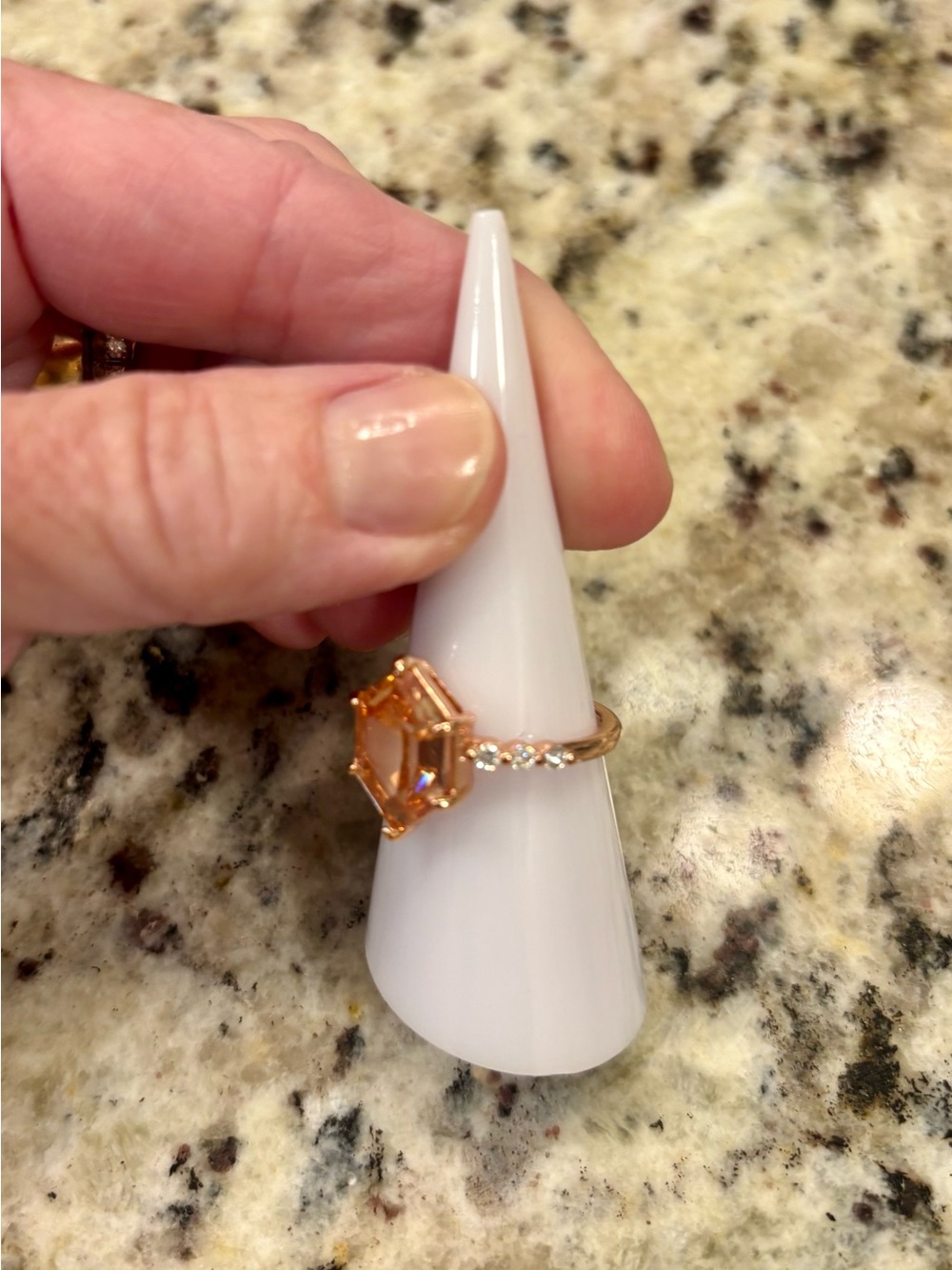 BP Stunning Rose Gold Hexagon Citrine Cocktail Ring - Women Jewelry-Size 7 - Picture 3 of 5